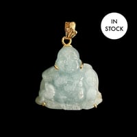 Image 1 of 10K Aquamarine Guangdong Abundant Buddha Pendant