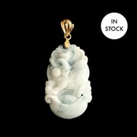 Image 1 of Pig Chinese Zodiac Moss In Snow Jade  Pendant