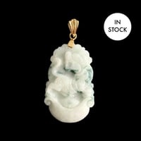 Image 1 of Tiger Chinese Zodiac Moss In Snow Jade Pendant