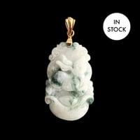 Image 1 of Rabbit Chinese Zodiac Moss In Snow Jade Pendant 