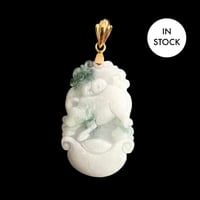Image 1 of Ox Chinese Zodiac Moss In Snow Jade Pendant
