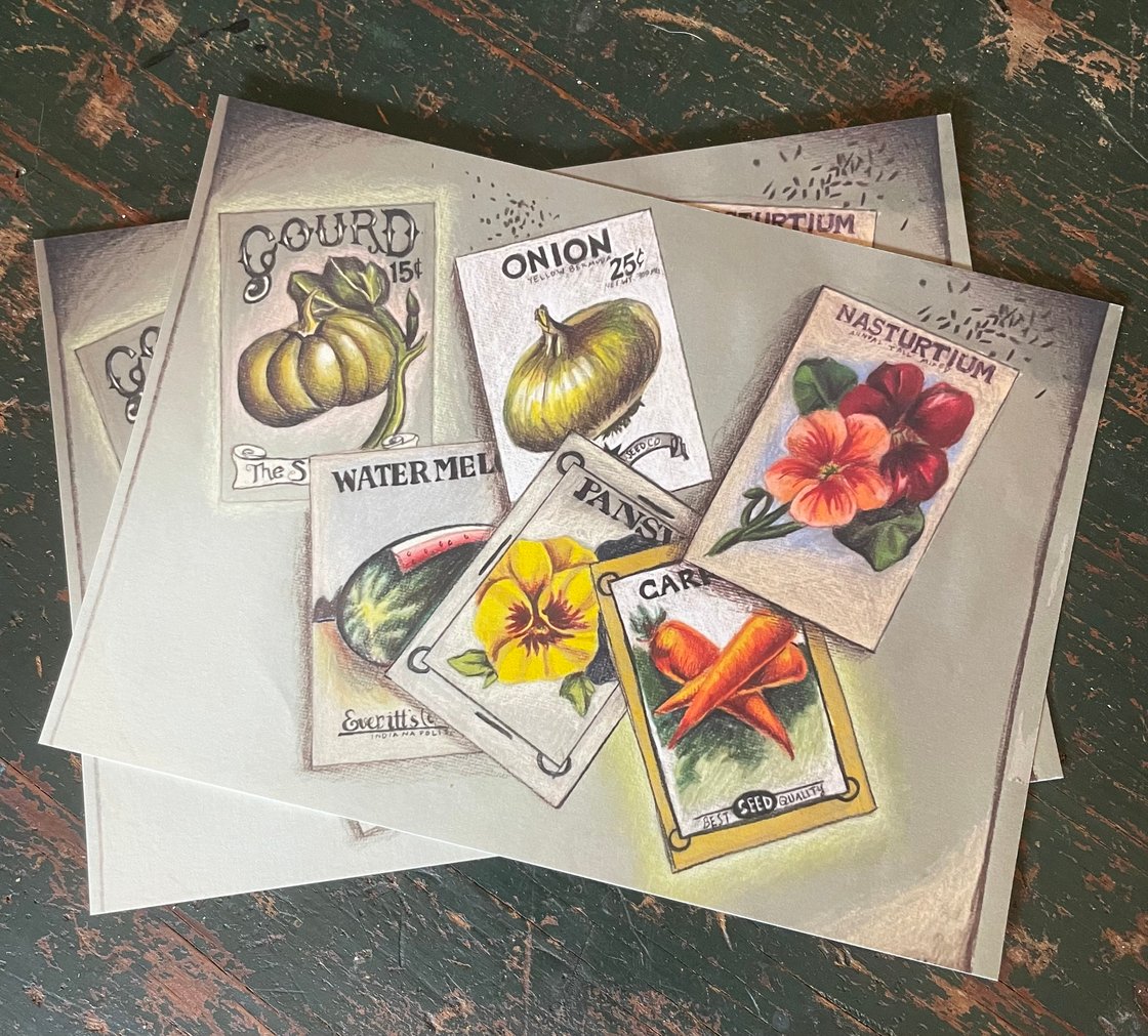 Image of Vintage Seed Packet Drawing Print (5x7”)