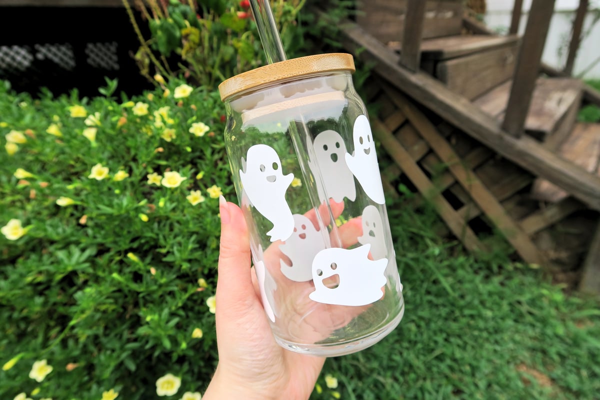 Cute Ghost 16 oz Glass Cup