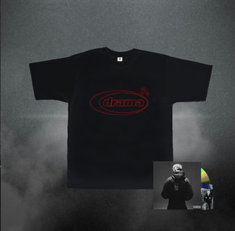 Drama Call x Aitch Smiley Oval Tee (Black) + Music Signed Bundle