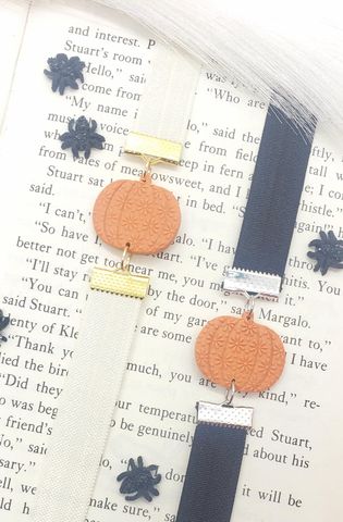 Image of Stretchy Bookmark - Floral Texture Pumpkin