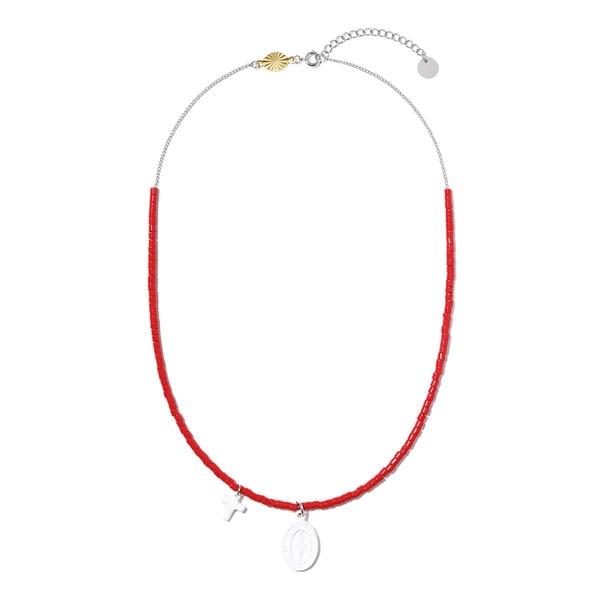 Image of ARMO - Maria + Cross Necklace (Red) 