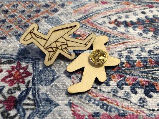 Hyruletart Original Origami Dragon Logo Wood Pin