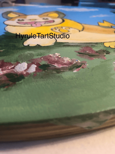 Pocket Monster Yamper, Electric Type Acrylic Painting on Wood