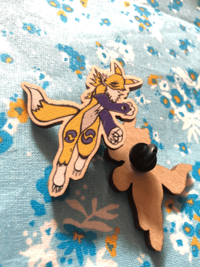 Digital Monster Renamon Full Body Wood Pin
