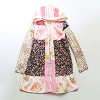 Image 1 of superfloral pockets pink florals 8/10 vintage fabric CARDIGAN ROBE HOODED HOODIE COURTNEYCOURTNEY