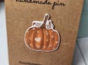 Orange Fall Chalk Pumpkin Handmade Pin