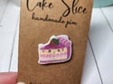 Pink Strawberry Cake Slice Handmade Pin