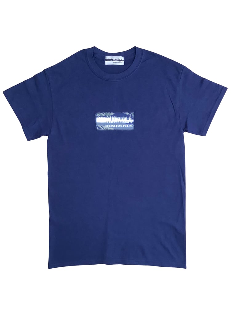 Image of DOMEstics. Navy blue patch t-shirt