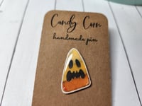 Image 2 of Spooky Orange and Yellow Candy Corn Handmade Pin