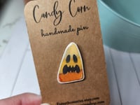 Image 4 of Spooky Orange and Yellow Candy Corn Handmade Pin