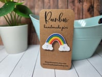 Image 1 of Happy Rainbow Cloud Handmade Pin