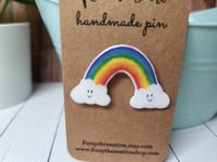 Image 2 of Happy Rainbow Cloud Handmade Pin