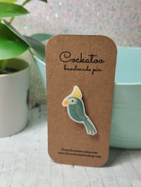 Image 1 of Green Cockatoo Mini Handmade Pin