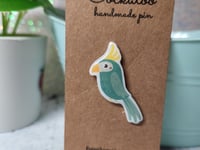 Image 5 of Green Cockatoo Mini Handmade Pin