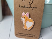 Image 2 of Orange and White Corgi Butt Handmade Pin