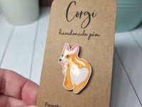 Image 3 of Orange and White Corgi Butt Handmade Pin