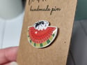 Red Watermelon and Ant Handmade Pin