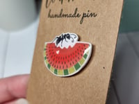 Image 4 of Red Watermelon and Ant Handmade Pin