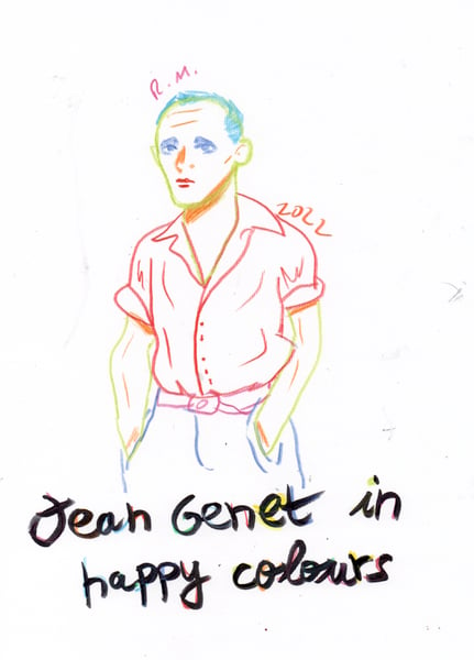 Image of Jean Genet in happy colours