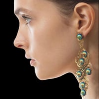Image 1 of NUAGES MIROIR DÉCORÈ Earring - with Peacock Green Sea Shell Stones