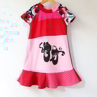 en pointe ballet shoes slippers ballerina 5T patchwork pink red floral polka dot courtneycourtney 