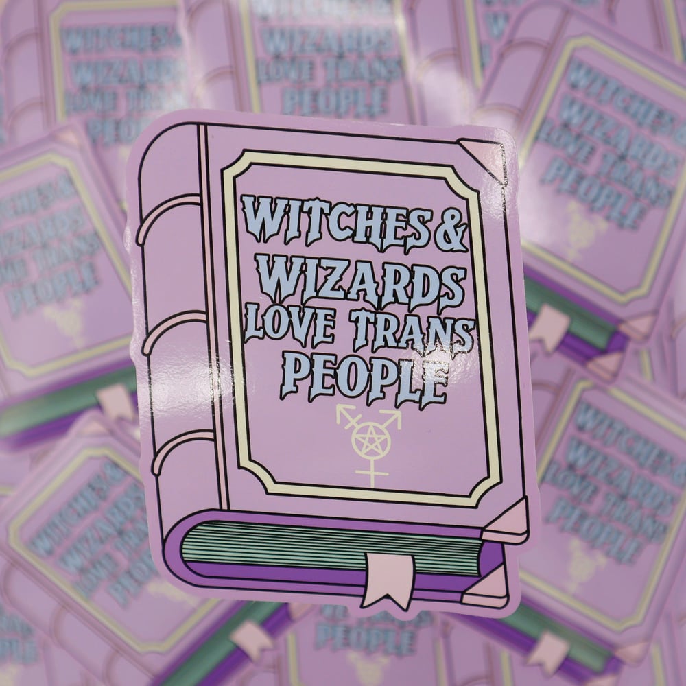 Image of Witches And Wizards Love Trans People Large Vinyl Sticker