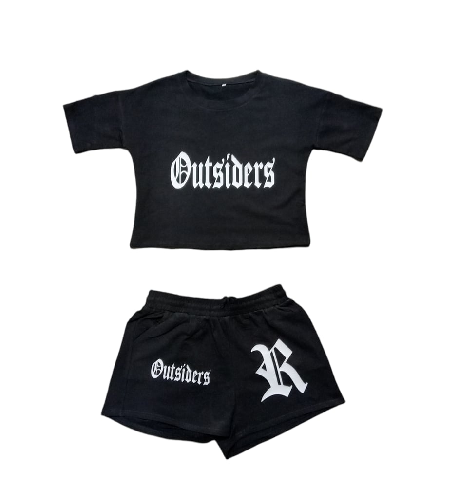 Image of Rebel Outsiders Crop Top And Shorts Set 