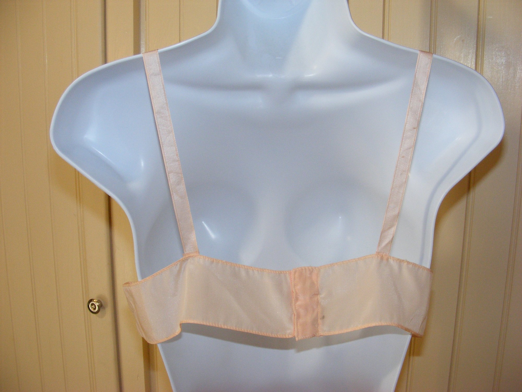 Rare 30s vintage bra French lingerie silk satin peach tones