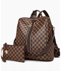 Checkered Vegan Leather Backpack