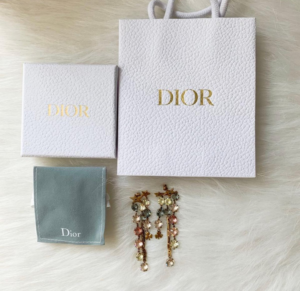 Image of (SOLD OUT ЁЯЪл) Authentic Dior JaтАЩdior SS19 Crystal Dangle Earrings 