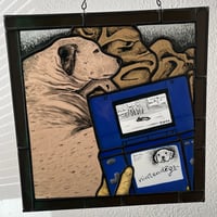 Image 1 of Stained glass 'My 2 dogs' panel
