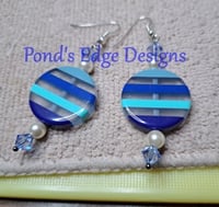 Image 3 of Blue Lucite Disc Earrings