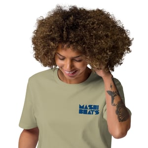 Image of Mashibeats unisex tee (sage with blue embroided logo)