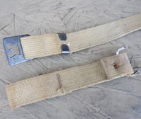 Image 5 of WWII Era Khaki - Tan shade M1 Helmet chin straps. Original. brass buckle with original bales. 