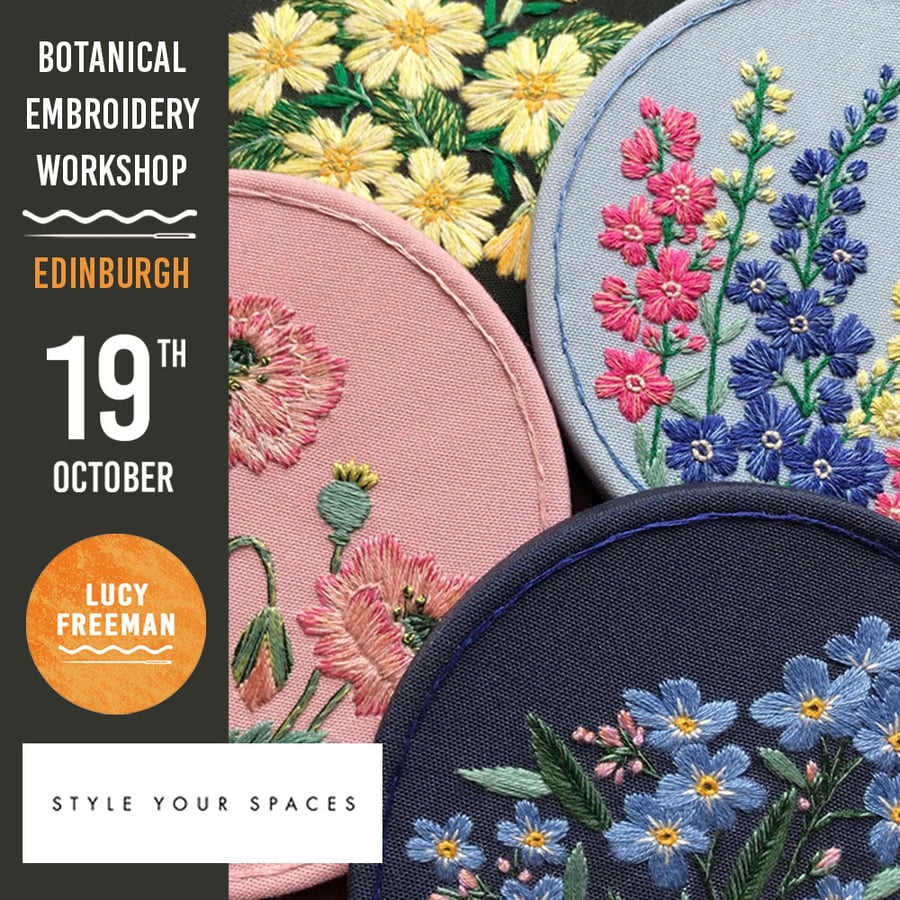 Image of Botanical Embroidery Workshop @ Style Your Spaces Edinburgh 19th October