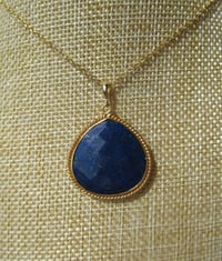 Image 2 of Meghan Markle Duchess of Sussex Inspired Large Lapis Drop Pendant Necklace