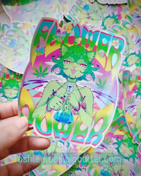 Image 2 of weed cat holographic stickers & mini prints