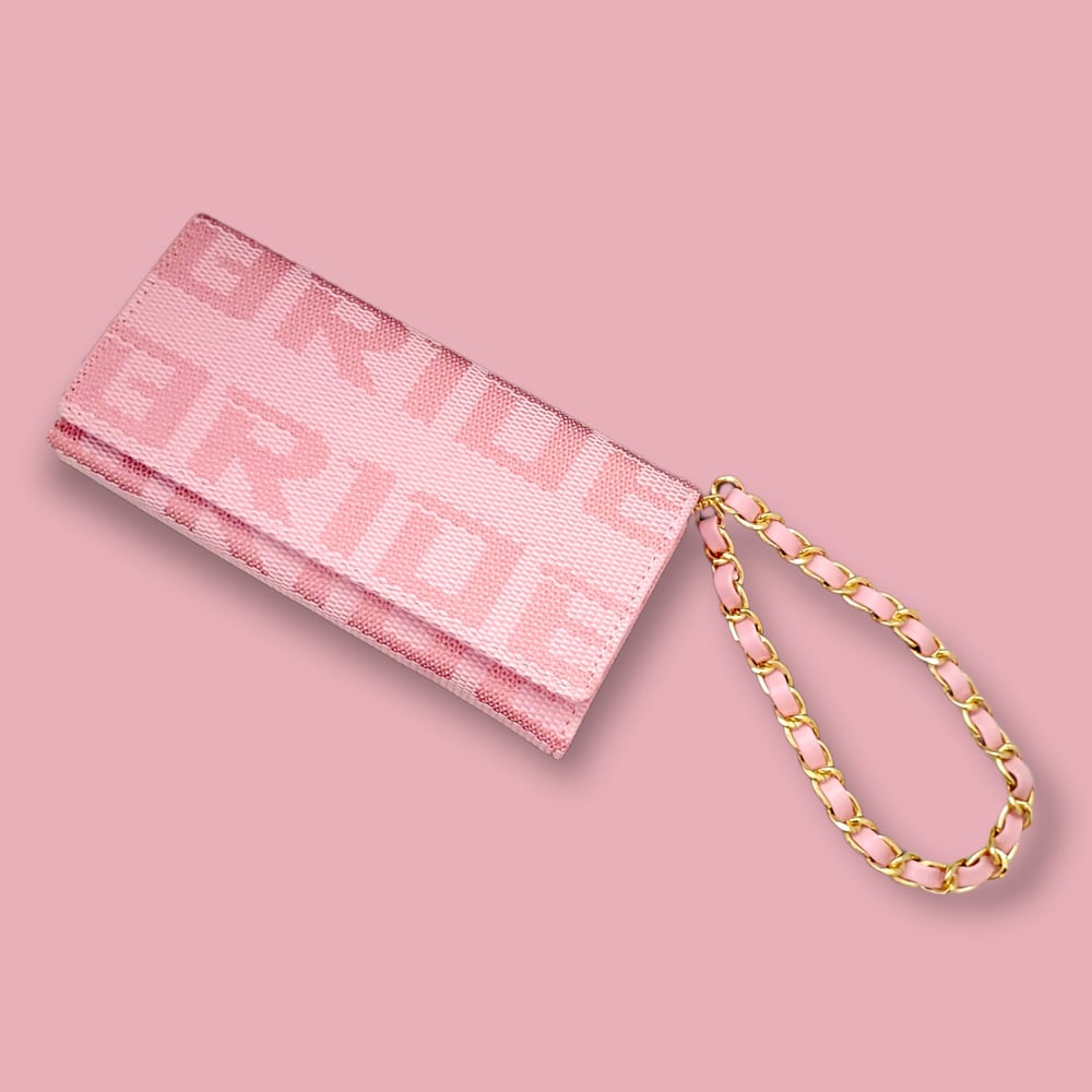 Image of Pink BRIDE Racing WRISTLET with Pink Leather Woven Chain