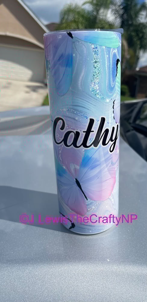 Image of Pastel Butterfly 20 oz Tumbler 🦋
