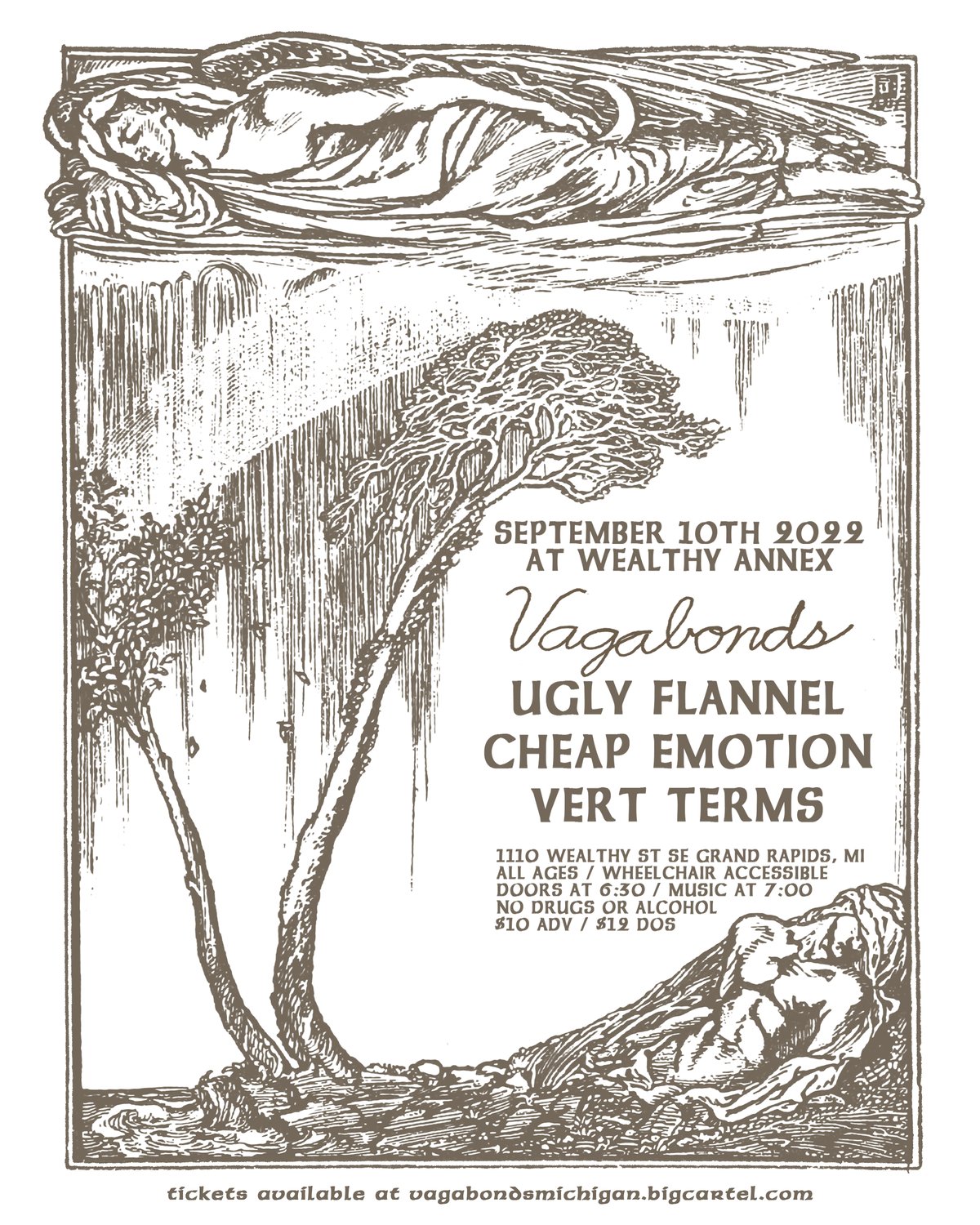 Image of TICKET: Vagabonds wsg Ugly Flannel, Cheap Emotion, Vert Terms in Grand Rapids, MI