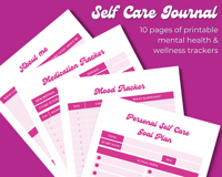 Image 1 of Pink Self-Care Journal Printable - US Letter 8.5 x 11 in