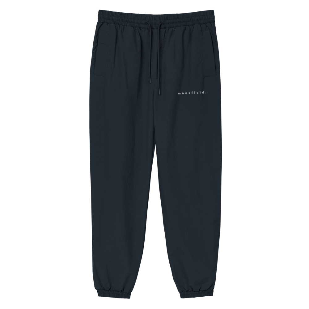 Image of Simple Embroidered Track Pants - Navy