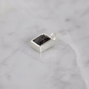 Image of Black Rutilated Quartz (Black Tourmalined Quartz) rectangular cut silver necklace