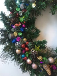 Image 4 of Handmade festive door wreath. Featuring glittery nozzles and champagne corks! by Akit.