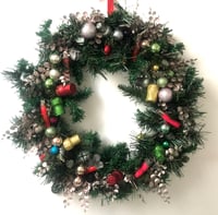 Image 1 of Handmade festive door wreath. Featuring nozzles and corks! By Akit.